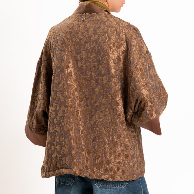 Dixie-Kimono corto damascato in ciniglia - choco