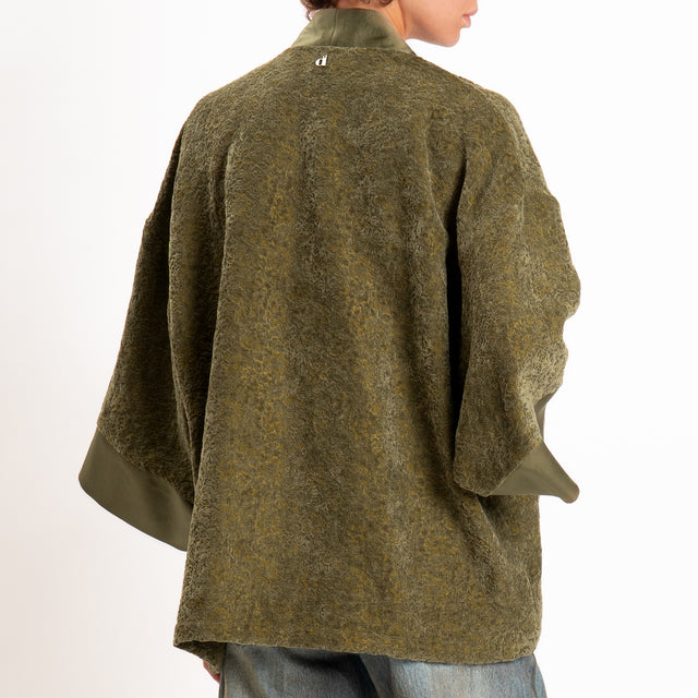 Dixie-Kimono corto damascato in ciniglia - verde