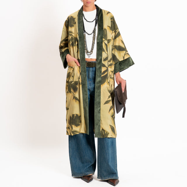 Dixie-Kimono fantasia foglie - olio/verde