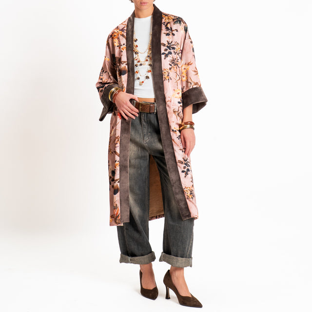 Dixie-Kimono fantasia floreale - cipria/moro