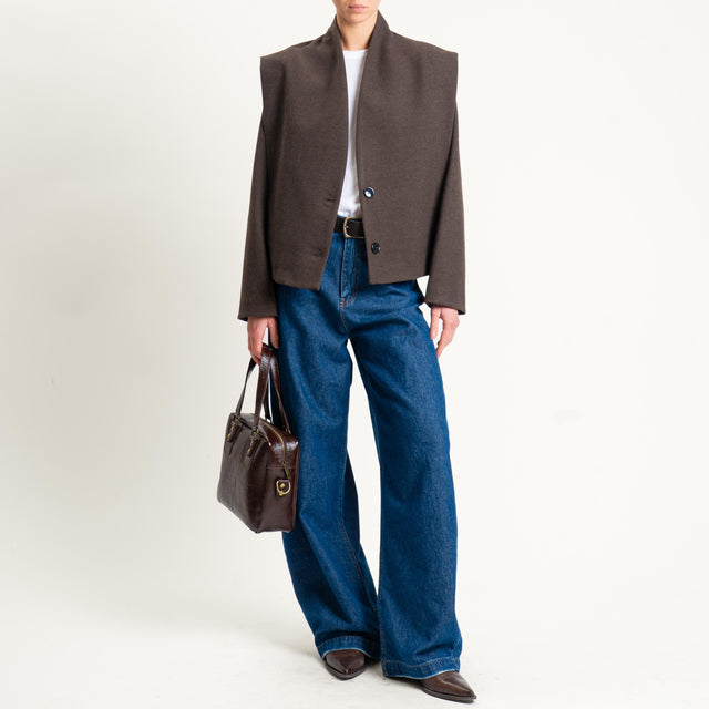 Dixie-Giacca cappotto con spalle strutturate - moro