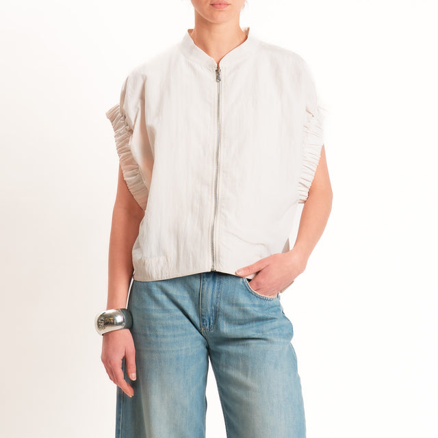 Dixie-Bomber smanicato lyocell con zip - burro