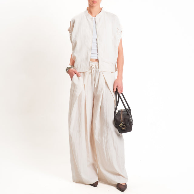 Dixie-Bomber smanicato lyocell con zip - burro