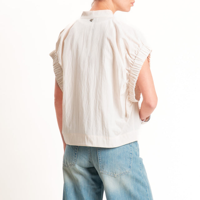 Dixie-Bomber smanicato lyocell con zip - burro