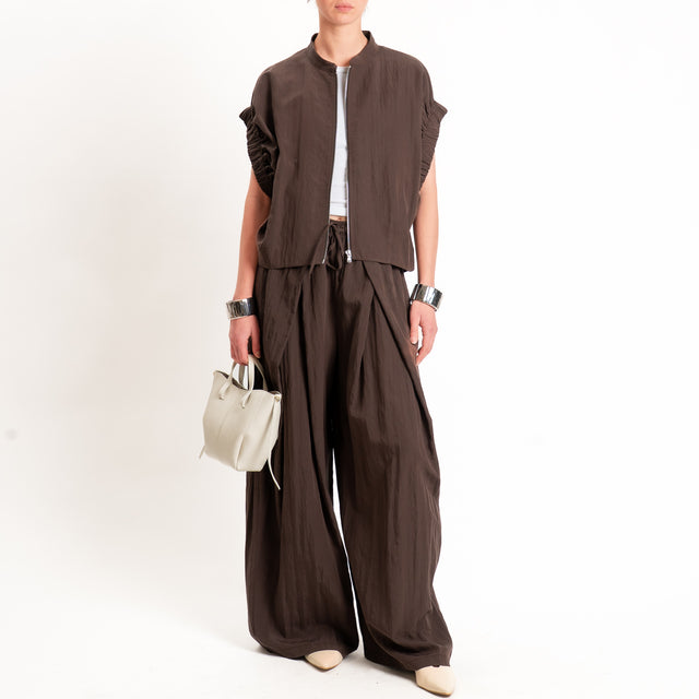 Dixie-Bomber smanicato lyocell con zip - moro