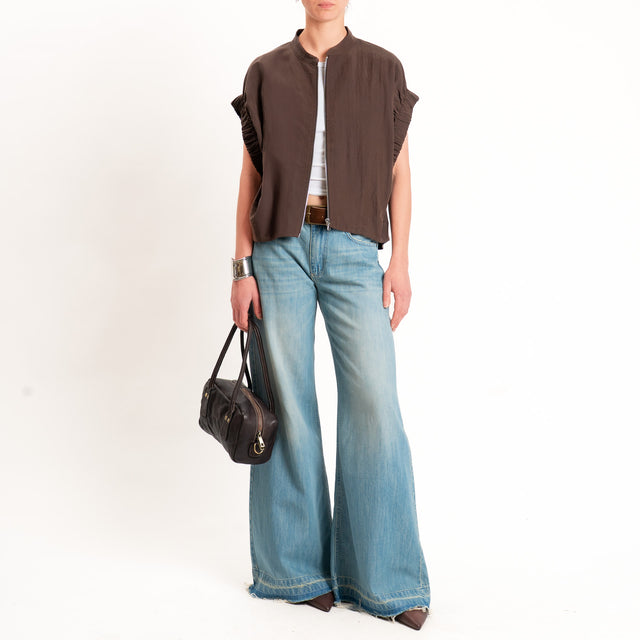 Dixie-Bomber smanicato lyocell con zip - moro
