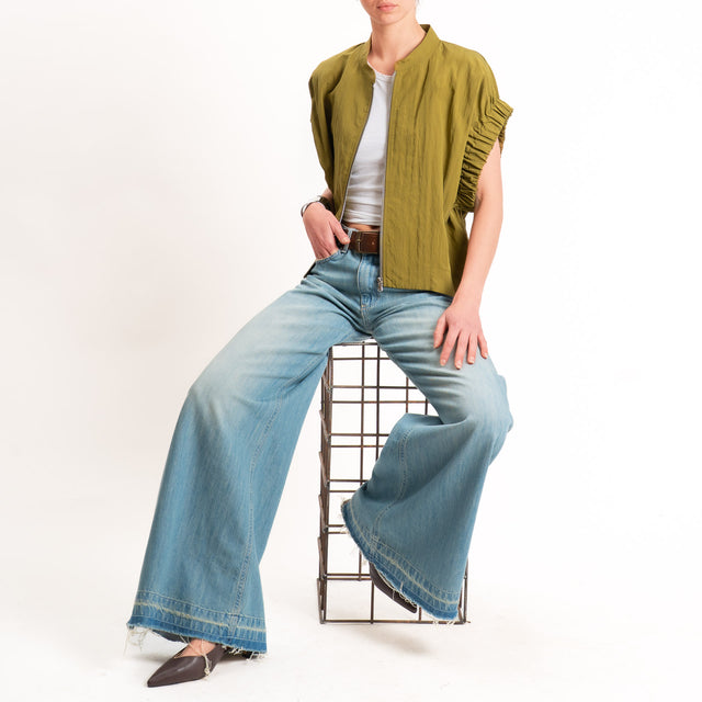 Dixie-Bomber smanicato lyocell con zip - olio