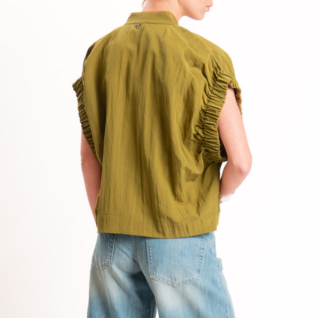 Dixie-Bomber smanicato lyocell con zip - olio