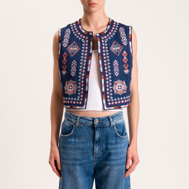 Dixie-Gilet ricamato - blu