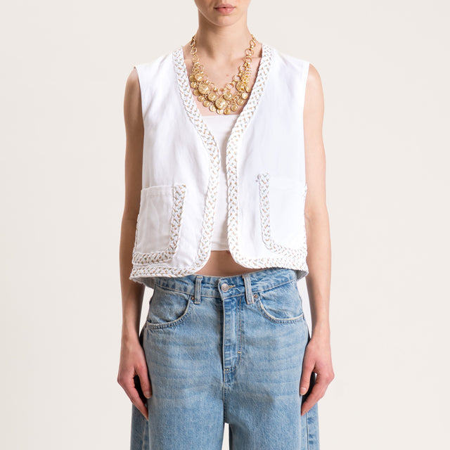 Dixie-Gilet con ricami - bianco/acqua/verde