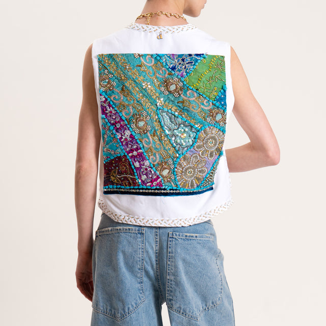 Dixie-Gilet con ricami - bianco/acqua/verde