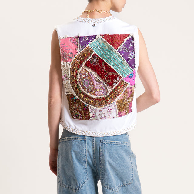 Dixie-Gilet con ricami - bianco/india/acqua