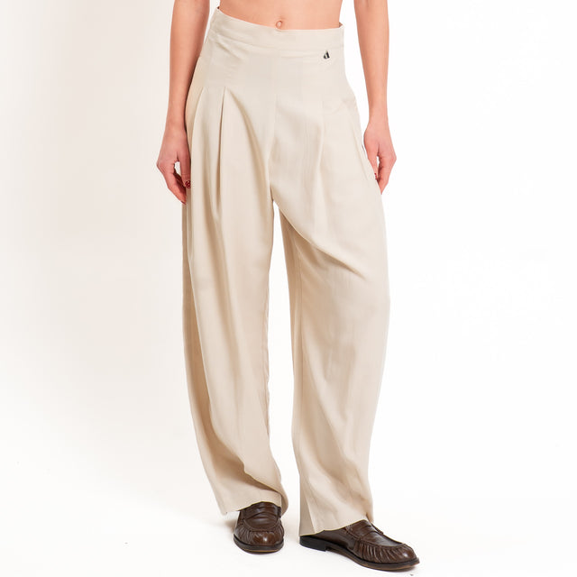 Dixie-Completo Gilet e pantalone misto lino - sand