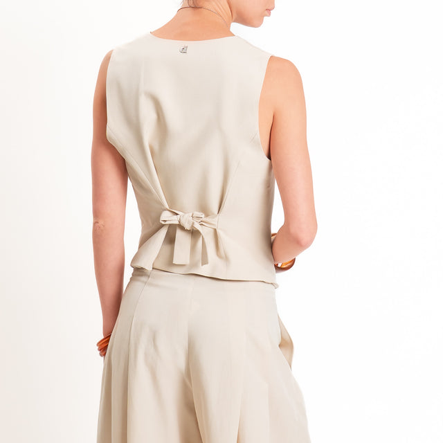 Dixie-Completo Gilet e pantalone misto lino - sand