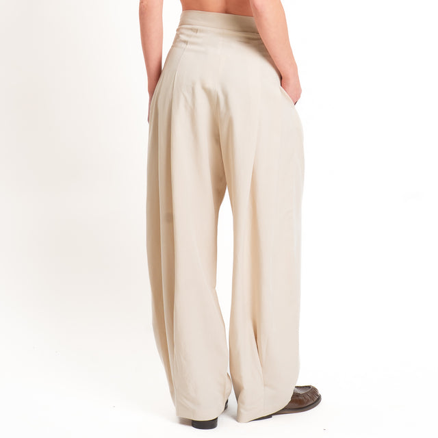 Dixie-Completo Gilet e pantalone misto lino - sand