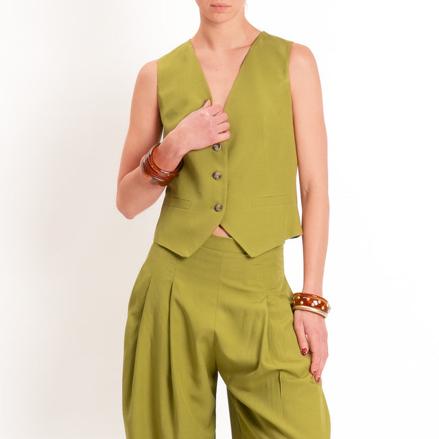 Dixie-Completo Gilet e pantalone misto lino - olio