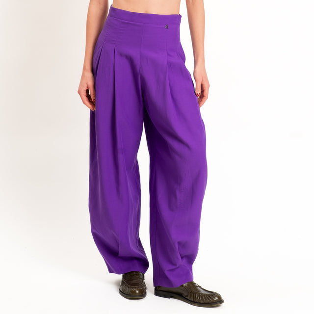 Dixie-Completo Gilet e pantalone misto lino - viola