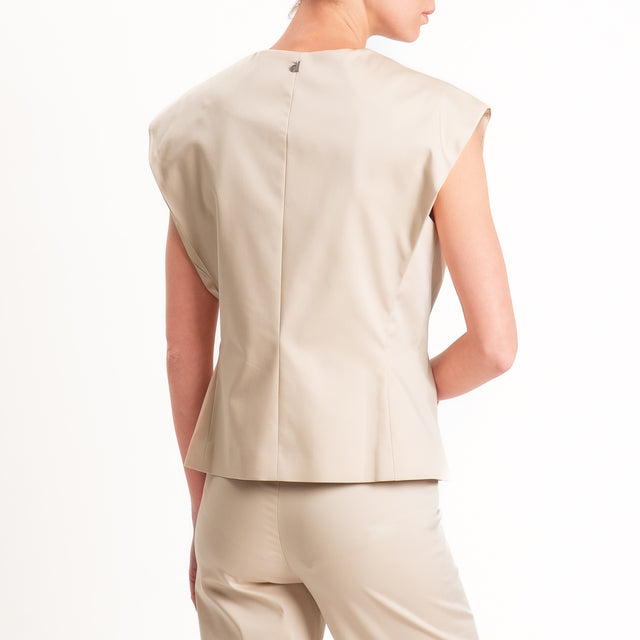 Dixie-Completo gilet + pantalone cotone elasticizzato - beige