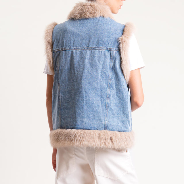 Dixie-Gilet jeans ecopelliccia - denim