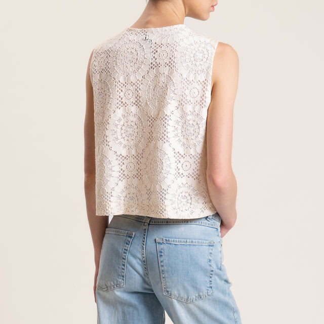 Dixie-Gilet in pizzo - panna