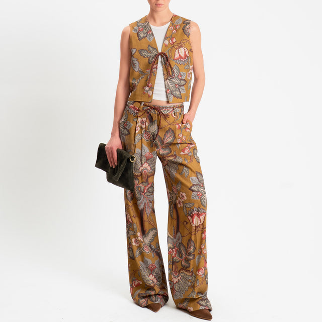 Dixie-Gilet fantasia misto lino - olio/moro/india