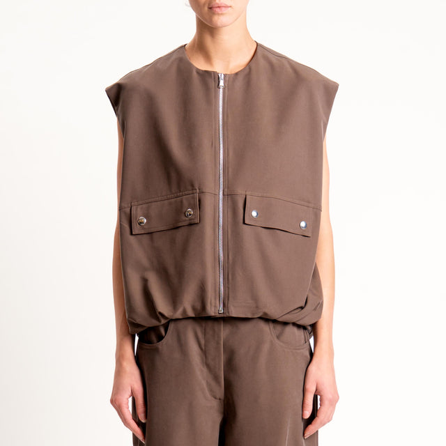Dixie-Gilet bomber con tasche - moro