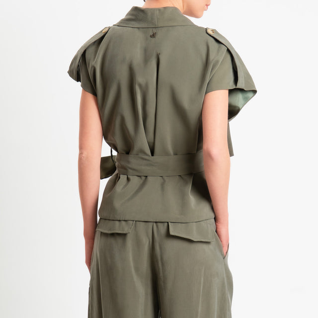 Dixie-Completo casacca+pantaloni tessuto manopesca - militare