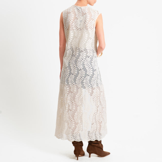 Dixie-Gilet in pizzo macramè - burro
