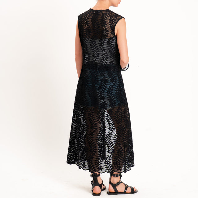Dixie-Gilet in pizzo macramè - Nero