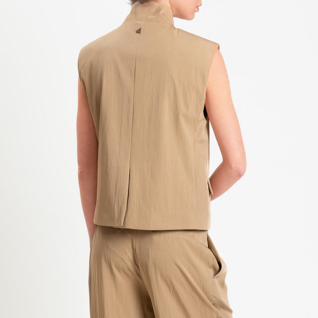 Dixie-Gilet chiusura asimmetrica - miele
