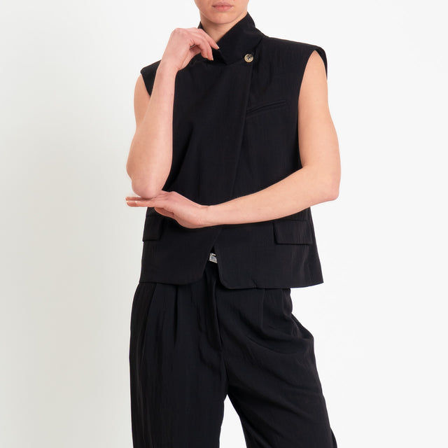 Dixie-Gilet chiusura asimmetrica - nero
