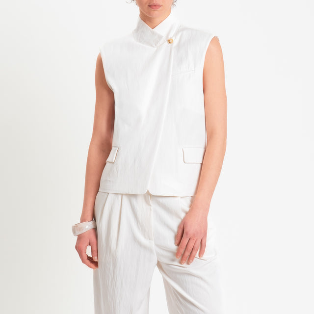 Dixie-Gilet chiusura asimmetrica - panna