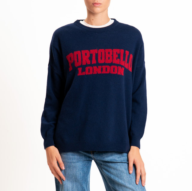 Dixie-Maglia girocollo misto lana - blu/rosso