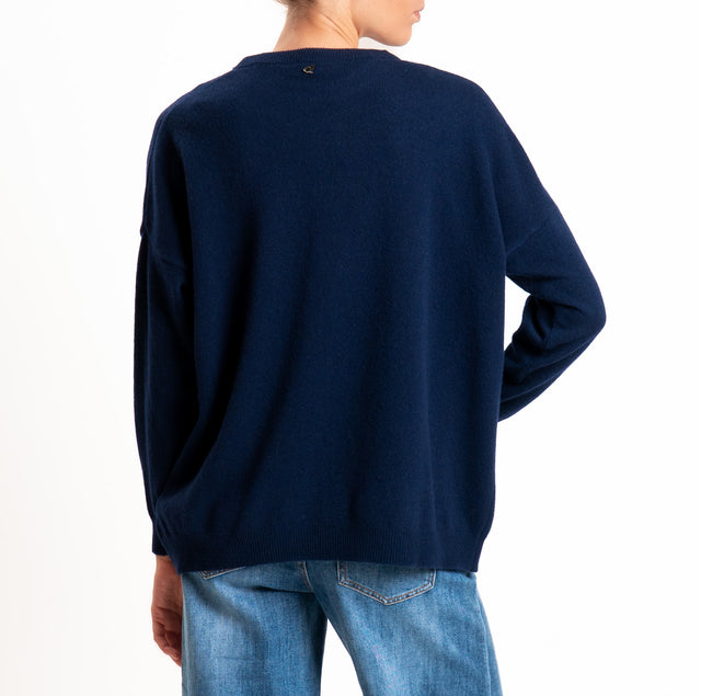 Dixie-Maglia girocollo misto lana - blu/rosso