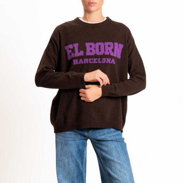 Dixie-Maglia girocollo misto lana - moro/viola