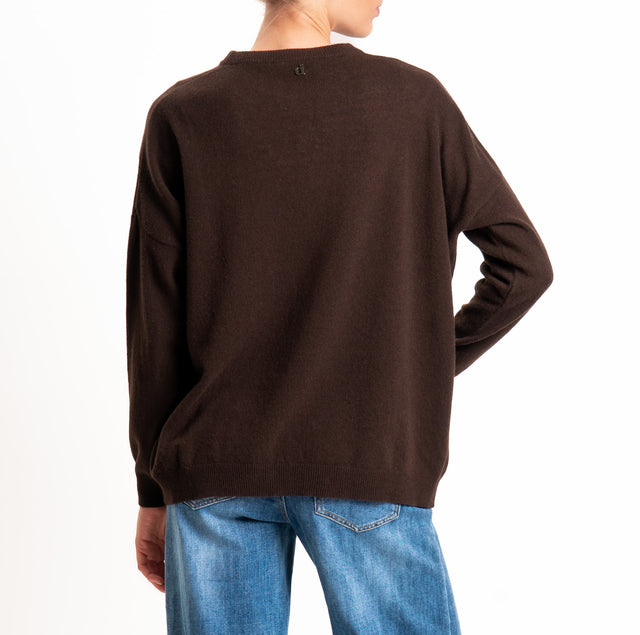 Dixie-Maglia girocollo misto lana - moro/viola