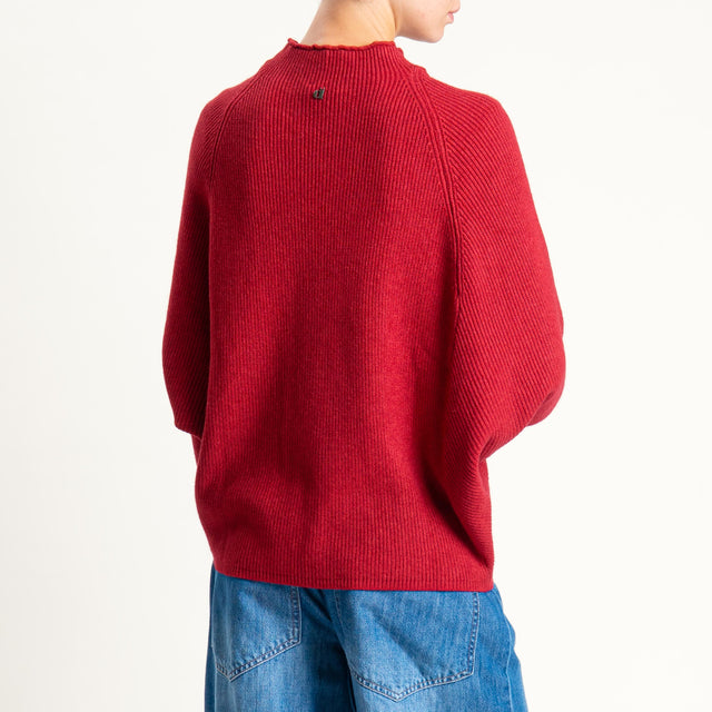 Dixie- Maglia a costine manica palloncino - rosso