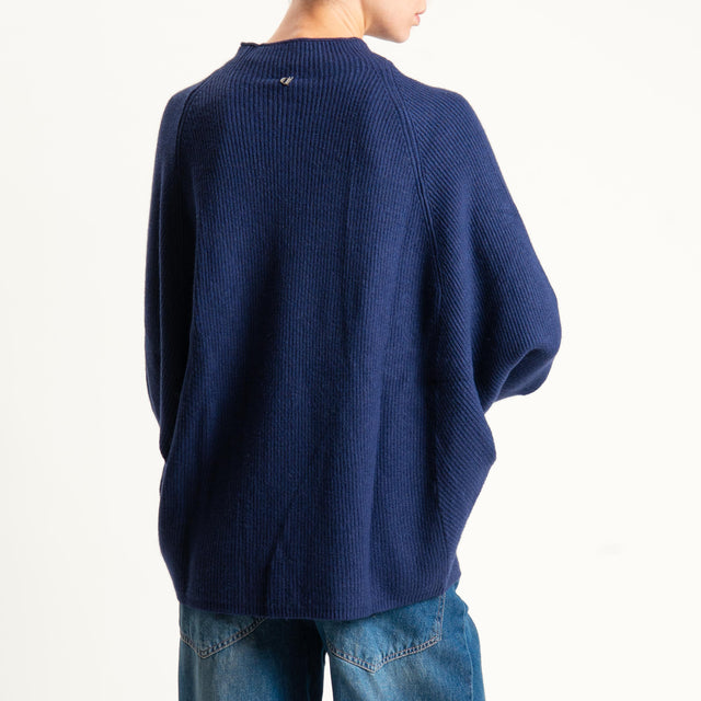 Dixie- Maglia a costine manica palloncino - blu
