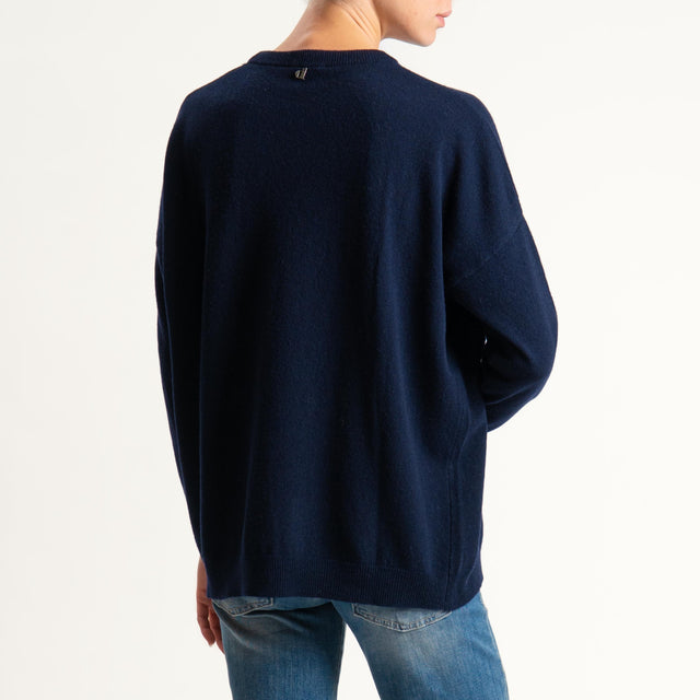 Dixie-Maglia girocollo misto lana - blu
