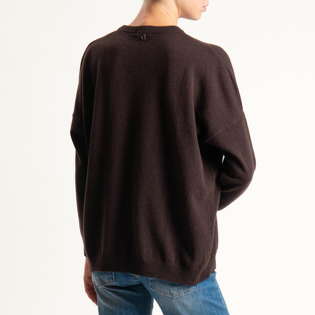 Dixie-Maglia girocollo misto lana - moro