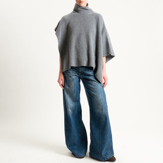 Dixie-Maglia poncho asimmetrica coste inglese - grigio