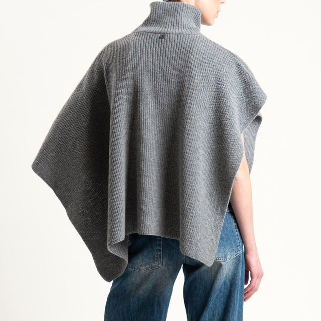 Dixie-Maglia poncho asimmetrica coste inglese - grigio