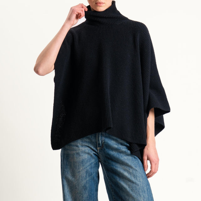 Dixie-Maglia poncho asimmetrica coste inglese - nero