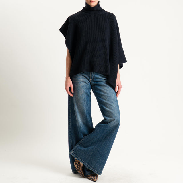 Dixie-Maglia poncho asimmetrica coste inglese - nero