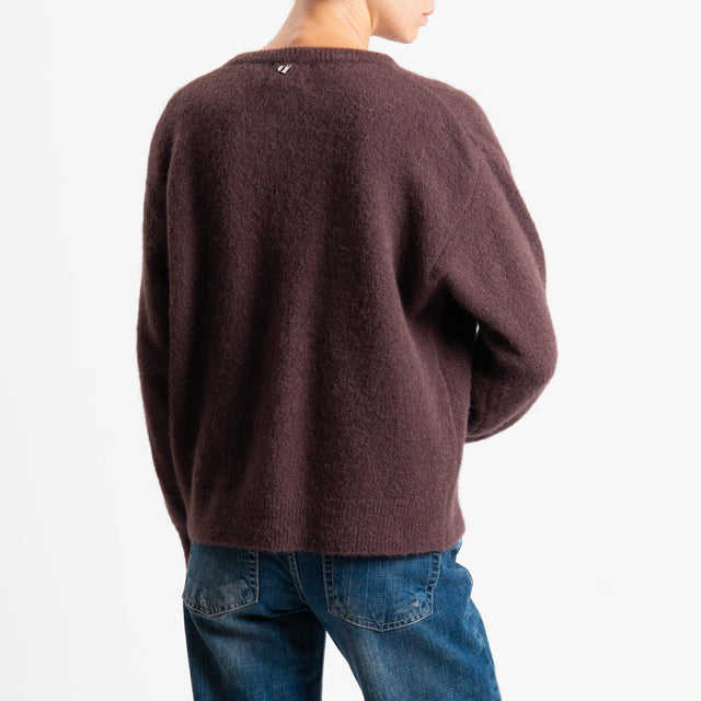 Dixie-Cardigan misto alpaca con zip - cioccolato