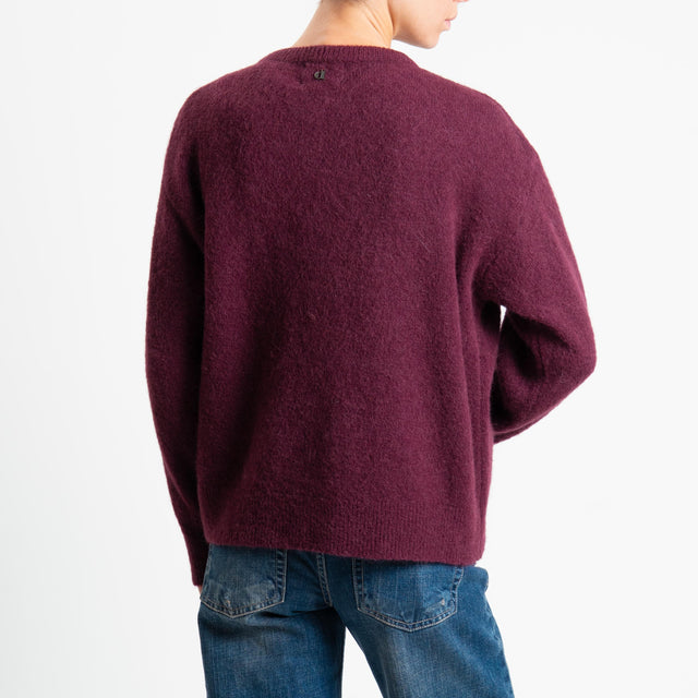 Dixie-Cardigan misto alpaca con zip - Bordeaux