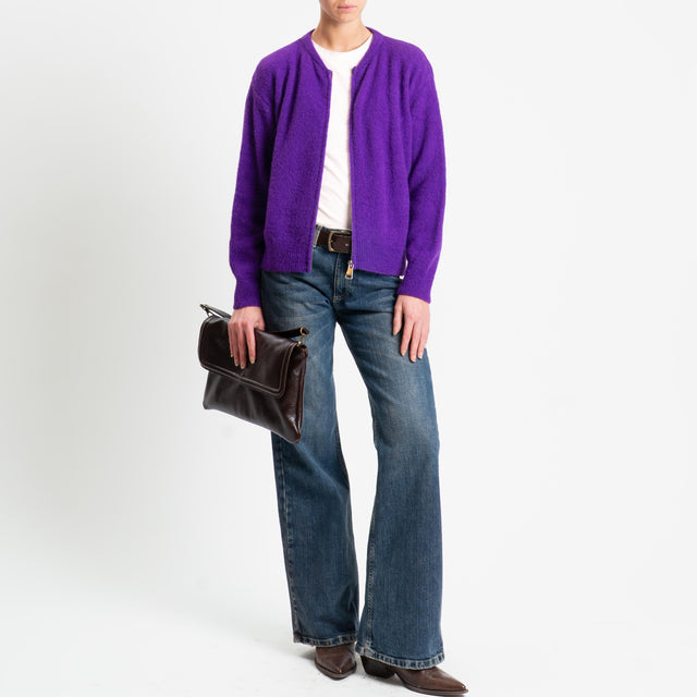 Dixie-Cardigan misto alpaca con zip - viola