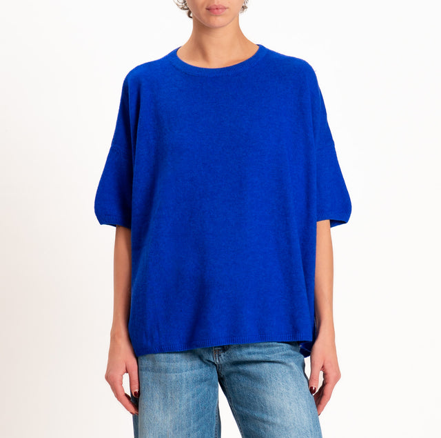 Dixie-Maglia girocollo misto cashmere - bluette