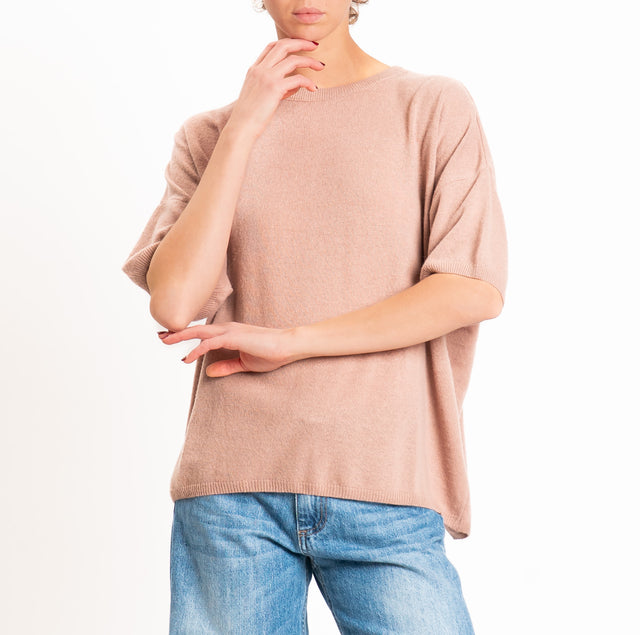 Dixie-Maglia girocollo misto cashmere - biscotto