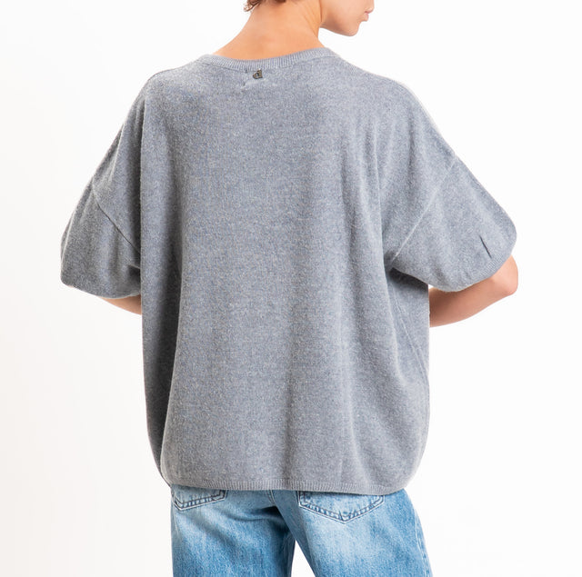 Dixie-Maglia girocollo misto cashmere - grigio